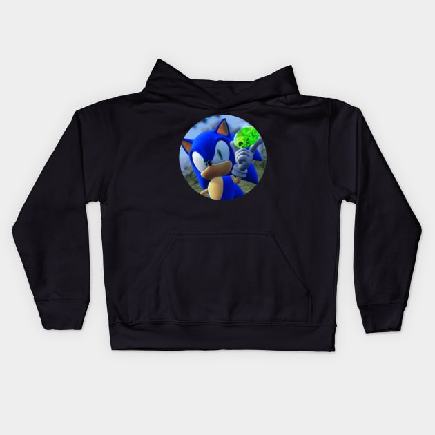 Sonic the Hedgehog with Chaos Emerald Kids Hoodie by Sonic Mobian